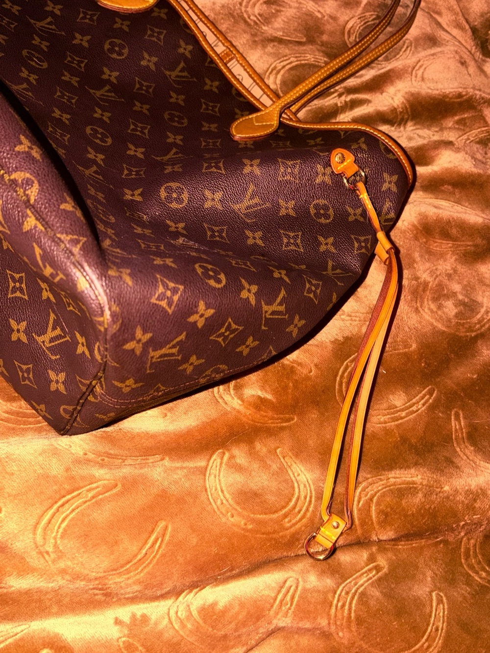 Louis Vuitton Monogram Canvas Tote in Brown Tan Leather Trim size GM neverfull - Picture 8 of 16